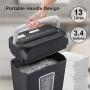 Shredder for Home, Bonsaii 6 Sheet Cross Cut Paper Shredder for Small Home Office Use, Portable Handle Design with 3.4 Gallons Wastebasket (C237-B)