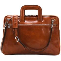 Floto Firenze Slim Leather Briefcase Attache Messenger Bag Small