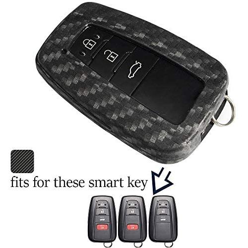Lcyam Key Fob Cover Case fits for Toyota Corolla Highlander Camry RAV4 Prius Avalon Smart Keyless Remote (carbon fiber pattern)