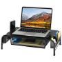 SimpleHouseware Metal Desk Monitor Stand Riser with Organizer Drawer