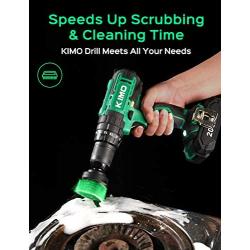 KIMO Cordless Drill Driver Kit, 20V Impact Drill Set w/Lithium-ion Battery/Charger & Cleaning Brush, 350 In-lb Torque, 3/8'' Keyless Chuck, 21+1+1 Clutch, Variable Speed & LED for Metal Concrete Wood