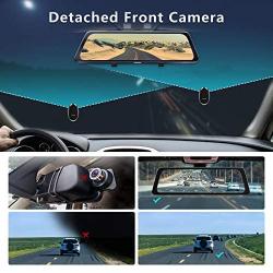 WOLFBOX Mirror Dash Cam Front and Rear Camera with Detached Front Camera,10'' Anti Glare Rear View Camera,1920P Dual Cameras,Dash Cam for Car with Night Vision,Waterproof Backup Camera