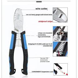 NEWACALOX Multi Pliers Set ( Industrial Linemans Cable Cutters Needle Nose Plier with Wire Stripper Crimper Function, Heavy Duty pliers Blue )