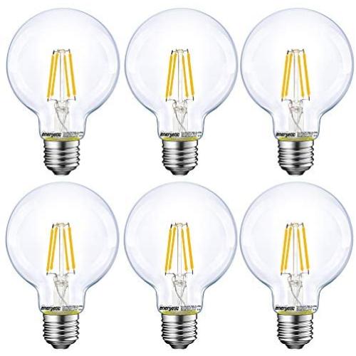 Energetic Lighting Dimmable LED Edison Light Bulb, G25 (G80) Globe Bulb, 60W Equivalent, 5000K Daylight, Christmas Light, E26 Standard Base, UL Listed, 6-Pack