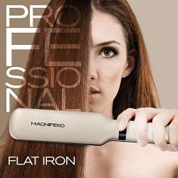 Magnifeko Tourmaline Ceramic Ionic Flat Iron Hair Straightener Dual Voltage with Digital led Display