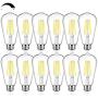 12Packs Vintage LED Edison Bulbs, 60W Equivalent 7W, 800Lumens, Dimmable ST64 Antique LED Filament, Daylight White 5000K, E26 Medium Base Light Bulbs High Brightness Clear Glass for Bedroom Office