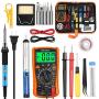 Vastar Soldering Iron Kit, Full Set 60W 110V Soldering Welding Iron Kit - Adjustable Temperature with Digital Multimeter, 5pcs Soldering Iron Tips, Desoldering Pump, Stand, Anti-static Tweezers