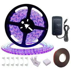 Black Light Strip, Purple LED Strip 16.4Ft/5M 300 Units Lamp Beads, Non-Waterproof Purple Light for Dance Party, Body Paint, Night Fishing, Work with 12V 2A Power Supply