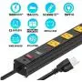 CRST Heavy Duty Surge Protector Power Strip Wide Spaced 12-Outlet 15 Feet Long Extension Cord with Mounting Brackets 15A Circuit Breaker 1800 Joules