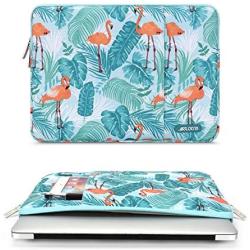 MOSISO Laptop Sleeve Compatible with MacBook Air 13 inch 2018-2021 A2337 M1 A2179 A1932,MacBook Pro A2338 M1 A2289 A2251 A2159 A1989 A1706 A1708,Polyester Vertical Flamingo Palm Leaves Bag with Pocket