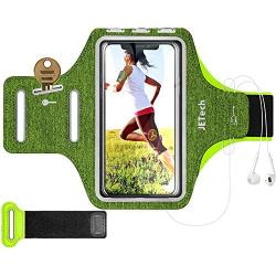JETech Cell Phone Armband Case for iPhone SE(2020)/11/11 Pro/XR/XS/X/8 Plus/7 Plus/8/7/6s/6, Galaxy S10/S9/S9+, Adjustable Band, w/Key Holder and Card Slot, for Running, Walking, Hiking, Green