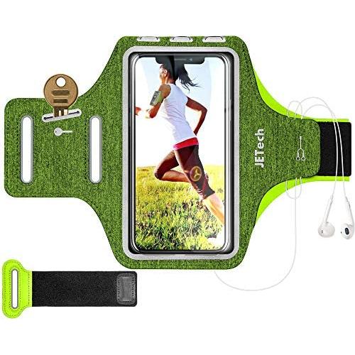 JETech Cell Phone Armband Case for iPhone SE(2020)/11/11 Pro/XR/XS/X/8 Plus/7 Plus/8/7/6s/6, Galaxy S10/S9/S9+, Adjustable Band, w/Key Holder and Card Slot, for Running, Walking, Hiking, Green