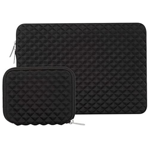 MOSISO Laptop Sleeve Compatible with MacBook Air 13 inch 2018-2021 A2337 M1 A2179 A1932, MacBook Pro A2338 M1 A2289 A2251 A2159 A1989 A1706 A1708, Diamond Foam Neoprene Bag with Small Case, Black
