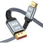 8k DisplayPort 1.4 Gaming Cable for 2077, Capshi DP Cable Nylon Braided/Aluminum Alloy(4K@144Hz,8K@60Hz) Gold-Plated Ultra 6.6ft for Laptop PC TV etc- Gaming Monitor Cable (Grey)