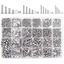DYWISHKEY 1220 PCS M2 M3 M4 M5, 304 Stainless Steel Hex Button Head Cap Bolts Screws Nuts Washers Assortment Kit with Hex Wrenches