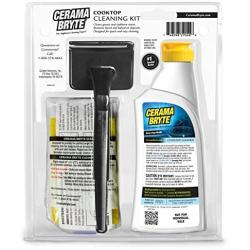 Cerama Bryte Cooktop Cleaning Kit, 10 oz Cooktop Cleaner, 1 Cleaning Pads & POW-R Grip Pad Tool, and Scraper, Heavy-duty Cleaning, Non Scratch, For Smooth-Top Cooking Surfaces and More, Biodegradable