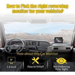 Backup Camera for Truck, VECLESUS V5M 5'' Monitor RV Truck Rearview Camera, 50ft Extension Cord, Night Vision Waterproof, Universal Backup Camera Kit for Truck Pickup Van Camper Bus RV