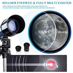 AOMEKIE Telescopes for Adults Astronomy Beginners 70mm/400mm Kids Telescope with Phone Adapter Tripod Finderscope Erect-Image Diagonal and Moon Filter