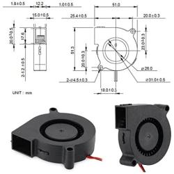 WINSINN 50mm Blower Fan 24V 5015 Dual Ball Bearing 50x15mm Turbine Turbo Brushless - High Speed (Pack of 4Pcs)