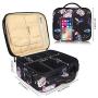 Kootek Travel Makeup Bag 2 Layer Portable Train Cosmetic Case Organizer with Mirror Shoulder Strap Adjustable Dividers for Cosmetics Makeup Brushes Toiletry Jewelry Digital Accessories