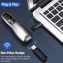 Wireless Presentation Remote, RF 2.4Ghz USB Rechargeable Powerpoint Presenter Clicker Remote Control Pointer for Mac/PC