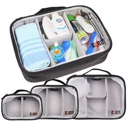 BUBM 3pcs Multi-Functional (S/M/L in One) Electronic Organizer Travel Gadgets Bag for Cables, External Flash Drive, Mouse, Memory Card, Power Bank - Clear