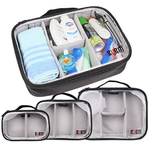 BUBM 3pcs Multi-Functional (S/M/L in One) Electronic Organizer Travel Gadgets Bag for Cables, External Flash Drive, Mouse, Memory Card, Power Bank - Clear