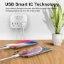3 Outlet Surge Protector, Multi Plug Outlet Extender with 2 USB Wall Charger (Smart 2.4 A), Outlet Wall Adapter Power Strip for Travel Home, School, Office - 490Joules White