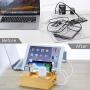 Fashionable Bamboo Charging Station for Apple Watch, AirPods Series,6 in 1 Wooden Docking Station for Multiple Device.