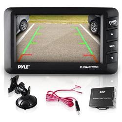Wireless Rear View Backup Camera - 4.3” LCD Monitor Built-in Distance Scale Lines Parking/Reverse Assist w/ Adjustable Slim Bar Cam Marine Grade Waterproof Night Vision LEDs - Pyle PLCM4375WIR_0, BLACK