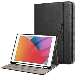 Fintie Folio Case for New iPad 8th Gen (2020) / 7th Generation (2019) 10.2 Inch - Multi-Angle Viewing Soft TPU Smart Stand Back Cover with Pocket, Pencil Holder, Auto Wake/Sleep, Black