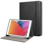 Fintie Folio Case for New iPad 8th Gen (2020) / 7th Generation (2019) 10.2 Inch - Multi-Angle Viewing Soft TPU Smart Stand Back Cover with Pocket, Pencil Holder, Auto Wake/Sleep, Black