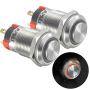 APIELE (Pcs of 2) 12mm Latching Push Button Switch High Round Head Stainless Steel 1 Normally Open with Ring Led (Yellow)