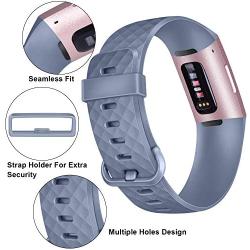 Pack 3 Silicone Bands for Fitbit Charge 4 / Fitbit Charge 3 / Charge 3 SE Replacement Wristbands for Women Men Small Large(Without Tracker) (Small: for 5.5''-7.1'' Wrists, Black+Navy Blue+Slate Grey)