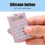 Mini Calculator, Portable Pocket Candy Color PVC 8 Digits Electronic Calculator with Silicone Buttons and Keychain Buckle for Children Students(Blue)