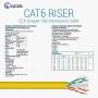Newyork Cables Cat6A Riser (CMR) 1000ft - 23AWG 4 Pair Solid Bare Copper, 750MHz, Unshielded Twisted Pair (UTP), Available in Blue, White, Green, Black & Yellow Color