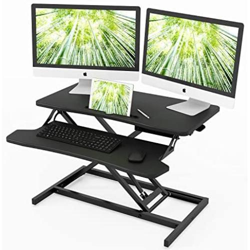 ZHU CHUANG Stand Up Desk Standing Desk Converter Gas Spring Sit Stand Desk Workstation Sit to Stand Desk Riser (Black 1)