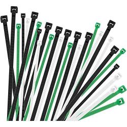 Frienda 300 Pieces Cable Zip Ties Heavy Duty Wire Ties 8 Inch and 12 Inch Plastic Self-Locking Nylon Cable Ties for Home, Office, Garage and Workshop Cable Management Organizer, 3 Colors