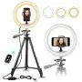 10" Selfie Ring Light with 50" Extendable Tripod Stand & Flexible Phone Holder for Live Stream/Makeup/YouTube Video