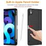 DTTO Case for iPad Air 4 2020, iPad 10.9 Case, Double-fold Folio Stand Shockproof TPU Back Cover with Built-in Apple Pencil Holder - Multiple Viewing Angles, Grey Black