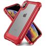 iPhone X Case, iPhone Xs Case with [ Screen Protector Tempered Glass x2Pack] SUPBEC Protective Phone Cover with Silicone PC+TPU Shockproof Rubber Heavy Duty Case for iPhone X/iPhone Xs-Clear Red