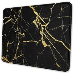 Black Gold Marble Mouse Pad with Stitched Edge, Marble Design Professional Customized Mousepad Non-Slip Rubber Large Gaming Mouse Pad for Laptop, Computer & Office, 11.8 X 9.8 X 0.12Inches