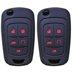 2Pcs Coolbestda Silicone Flip Key Fob Remote Cover Case Skin Keyless Jacket Holder Protector for Chevrolet Equinox Camaro Cruze Malibu Sonic Volt Park