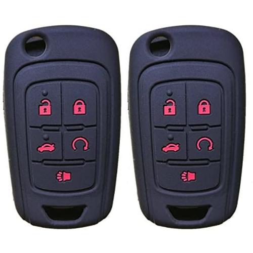 2Pcs Coolbestda Silicone Flip Key Fob Remote Cover Case Skin Keyless Jacket Holder Protector for Chevrolet Equinox Camaro Cruze Malibu Sonic Volt Park