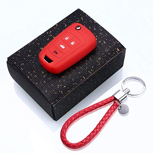 4 Buttons Remote Key Silicone Rubber Keyless Entry Shell Case Fob and Key Skin Cover fit for Chevrolet Camaro Cruze Volt Equinox Spark Malibu Sonic Buick for Opel (RED)
