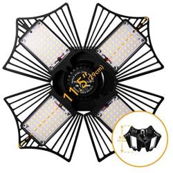 LED Garage Lights 75W,6000 lumens LED Garage Ceiling Light, CRI 80, 6000K Daylight with 4 Adjustable Panels, E26/E27, shop light for Garage, Barn, Workshop,Warehouse (Black(1 Pack))