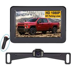 LeeKooLuu LK3 HD 1080P Backup Camera with Monitor Kit OEM Driving Hitch Rear/Front View Observation System for Cars,Trucks,Vans,Campers Waterproof Super Night Vision DIY Grid Lines