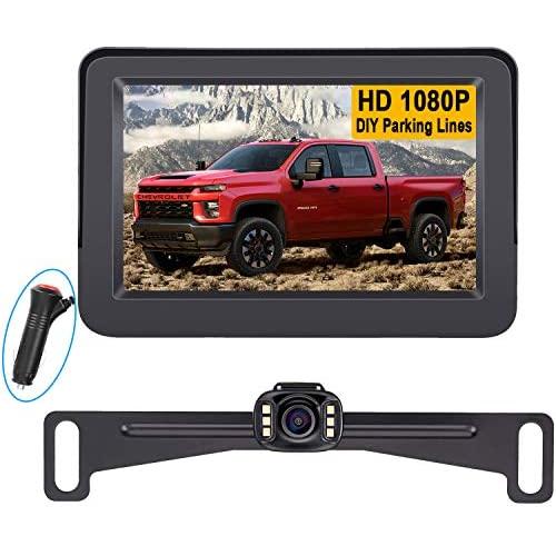 LeeKooLuu LK3 HD 1080P Backup Camera with Monitor Kit OEM Driving Hitch Rear/Front View Observation System for Cars,Trucks,Vans,Campers Waterproof Super Night Vision DIY Grid Lines