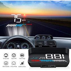 ACECAR Head up Display Car Universal Dual System 3.5’’ HUD OBD II/GPS Interface,Vehicle Speed MPH KM/h,Engine RPM,OverSpeed Warning,Mileage Measurement,Water Temperature,Voltage