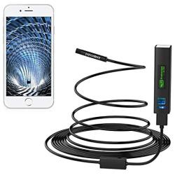 Pancellent Wireless Snake Camera 1200P WiFi Inspection Camera HD Endoscope with 8 LED Light Rigid Cable Borescope for iPhone Android Smartphone Table Ipad PC (5 Metes,16.5 FT)